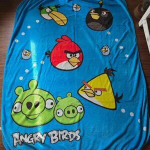 Blue Angry Birds Throw Blanket with Bob, Red, Chuck, & Bad Piggies